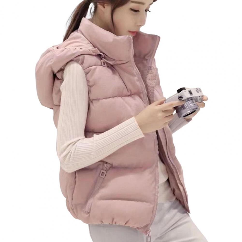 Down Vest Ultralight - Women Sleeveless Pocket Hooded Vest Coats