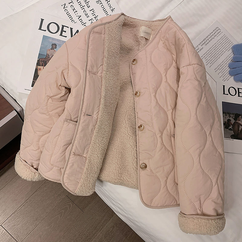 Winter Clothing Trends - Autumn Winter Quilted Jacket Buttons Fleece