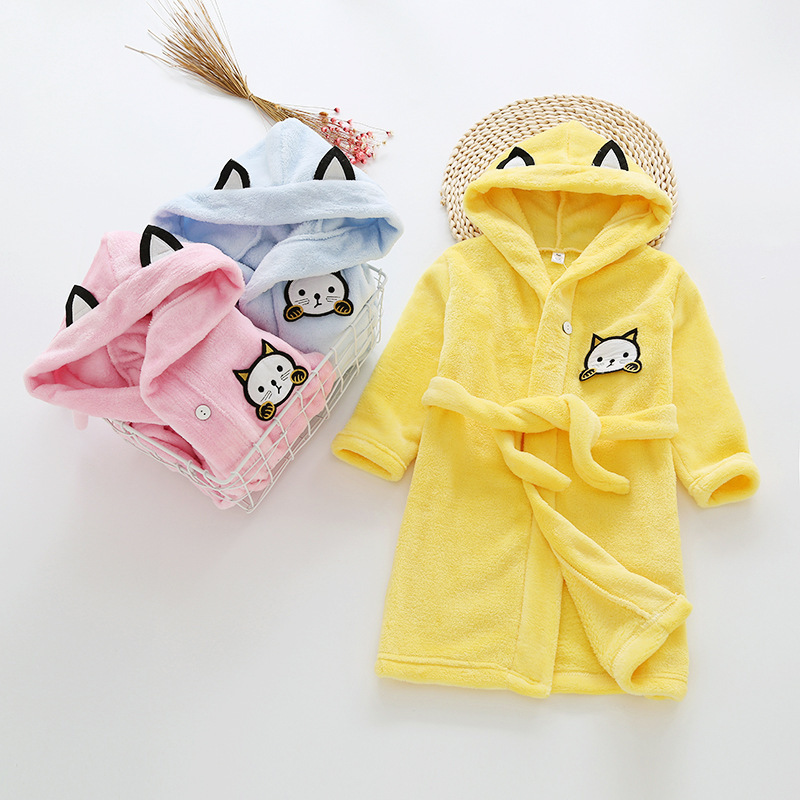 Kids Cartoon Cat Robes New Win - Winter Clothing Baby Girl 评论和价格
