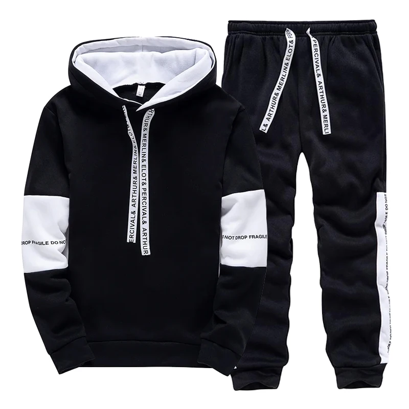 Black White Men's Tracksuit Fa - Winter Clothing Fashion 评论和价格