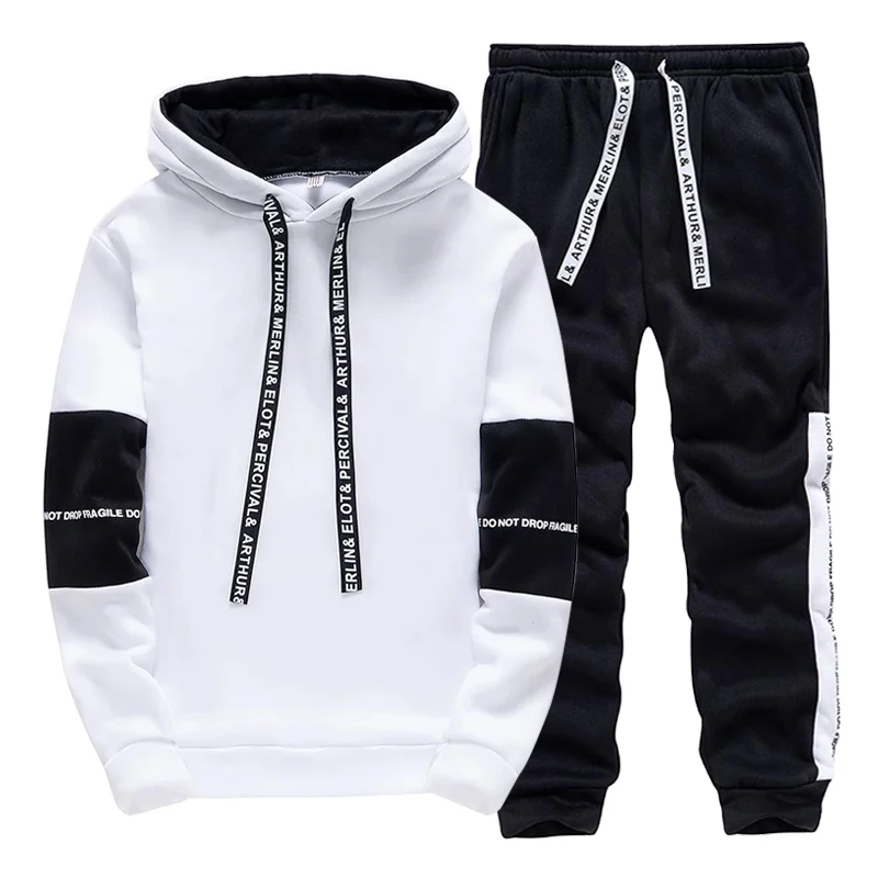Black White Men's Tracksuit Fa - Winter Clothing Fashion 评论和价格