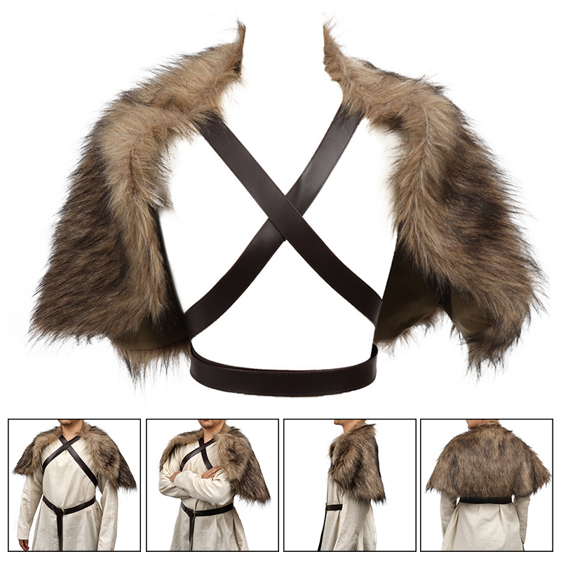 Viking Cloak Faux Fur Collar C - Winter Clothing Accessories 评论和价格