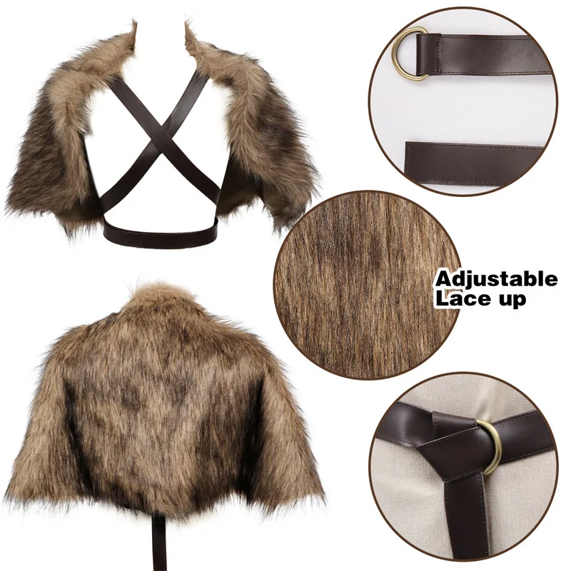 Viking Cloak Faux Fur Collar C - Winter Clothing Accessories 评论和价格