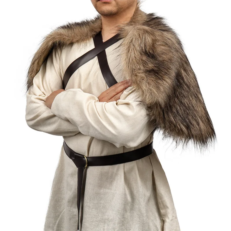 Viking Cloak Faux Fur Collar C - Winter Clothing Accessories 评论和价格