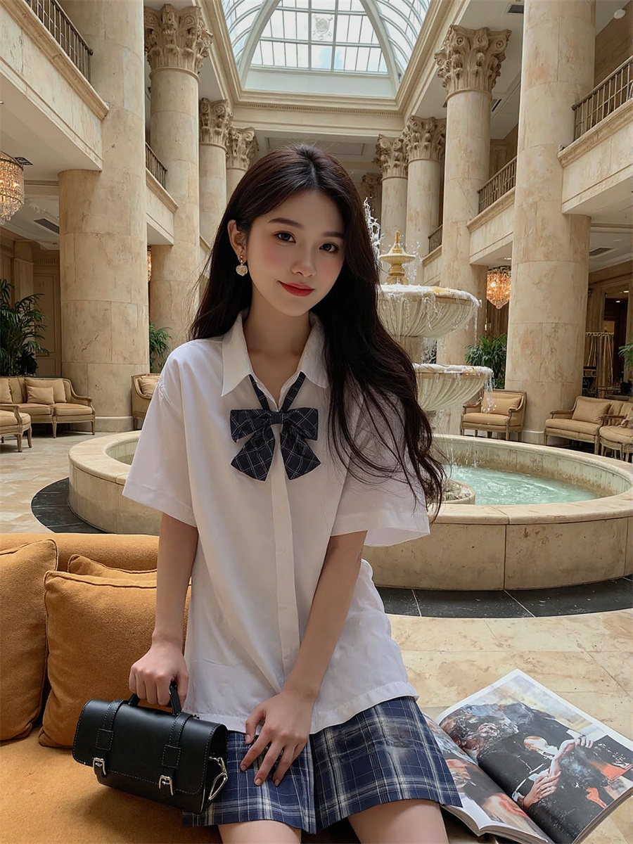 Short Sleeve Korean Style Shir - Winter Clothing Trends 评论和价格