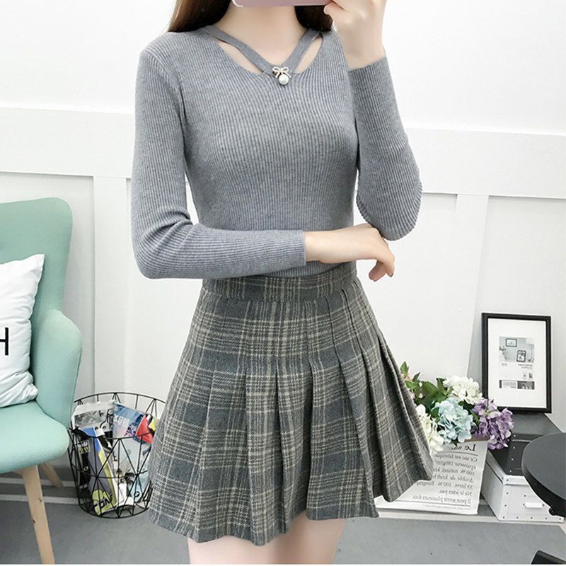 V Neck Knitting Slim Simplicit - Winter Clothing Trends 评论和价格