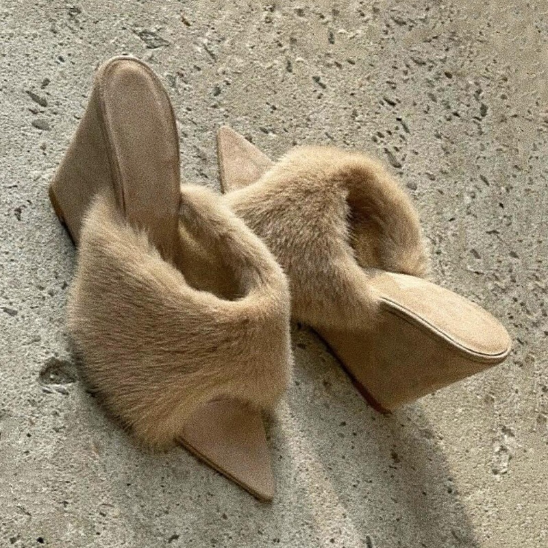 Fluffy Women Slippers Wedges P - Winter Clothing Clearance Sale 评论和价格