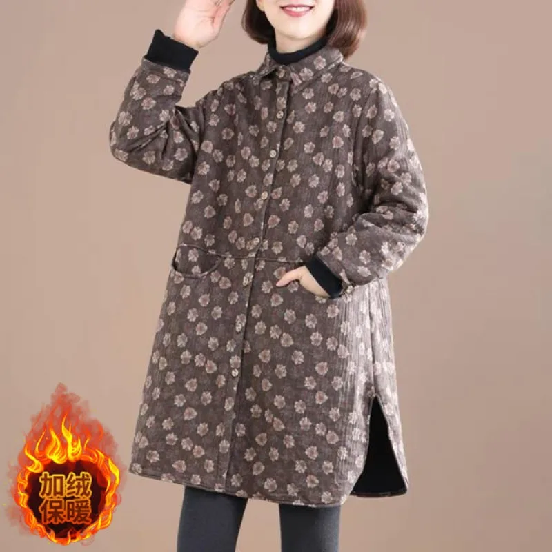 Vintage Floral Print Women Jac - Winter Clothing Trends 评论和价格