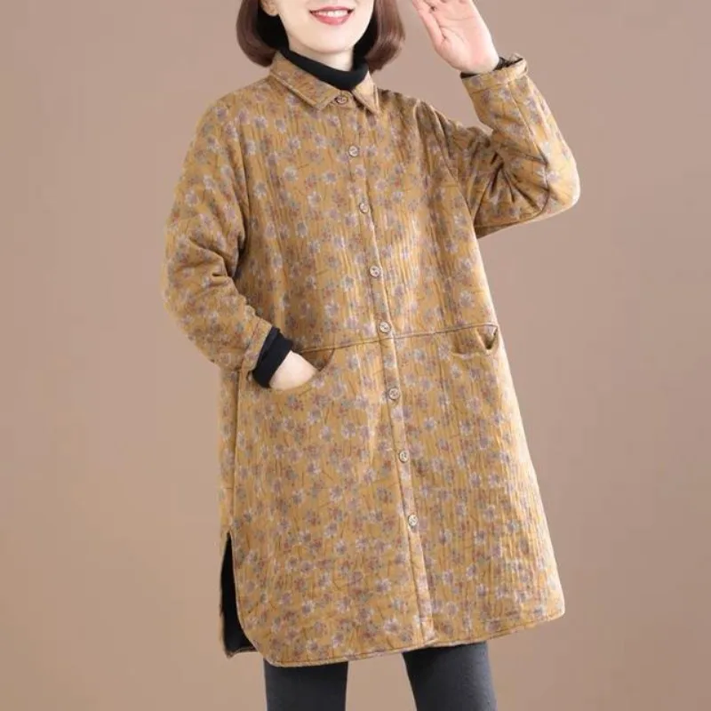 Vintage Floral Print Women Jac - Winter Clothing Trends 评论和价格