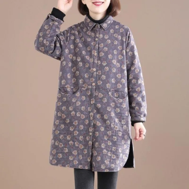 Vintage Floral Print Women Jac - Winter Clothing Trends 评论和价格