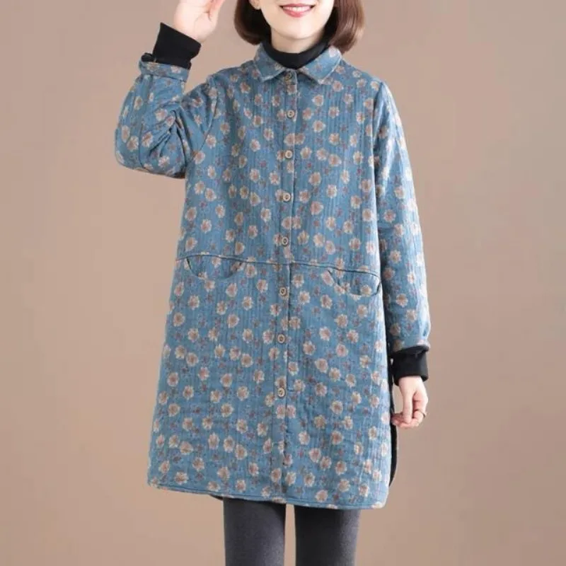 Vintage Floral Print Women Jac - Winter Clothing Trends 评论和价格
