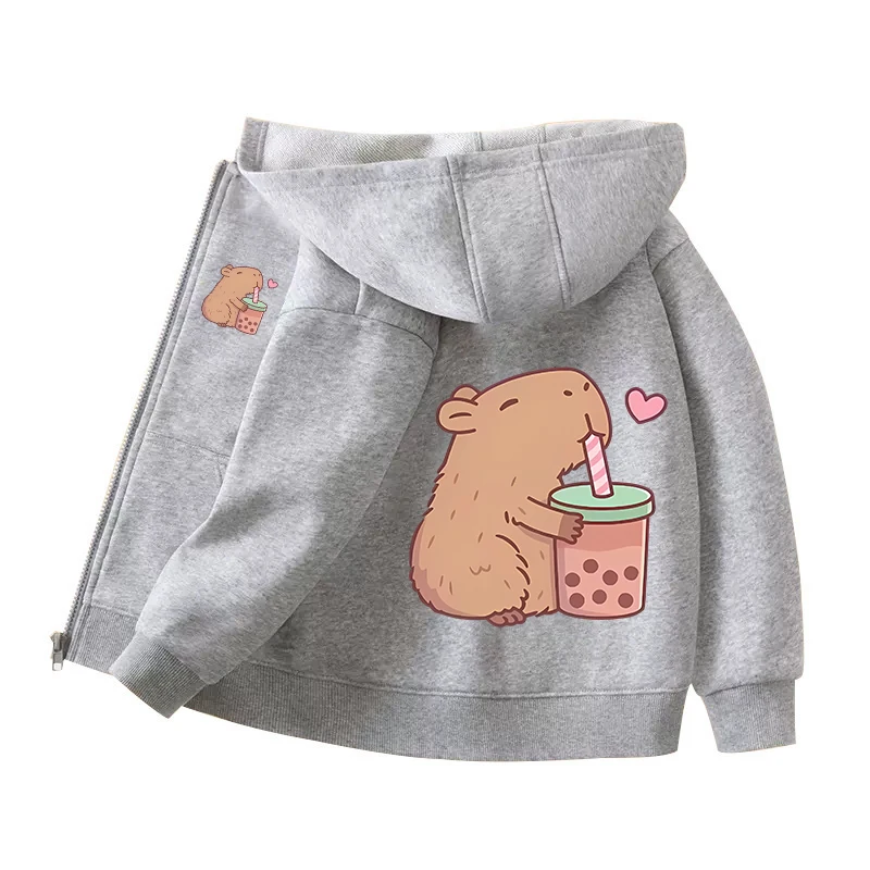 Capybara Zipper Hoodies Coats  - Winter Clothing Boys 评论和价格