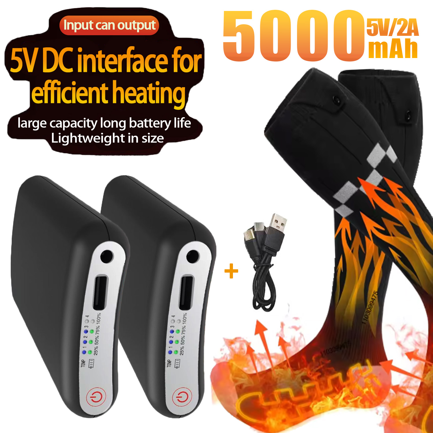Durable 5000mAh 5V Battery APP - Heated Insole Rechargeable 评论和价格