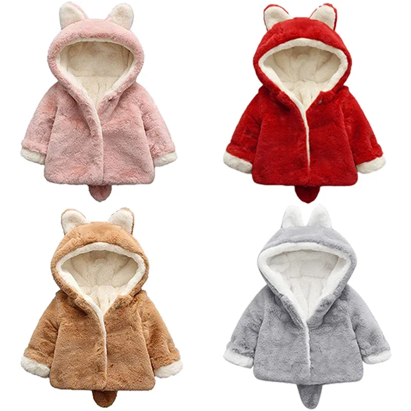 Cute Cat Ears Plush Baby Jacke - Winter Clothing For Toddlers 评论和价格