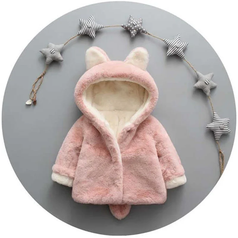 Cute Cat Ears Plush Baby Jacke - Winter Clothing For Toddlers 评论和价格