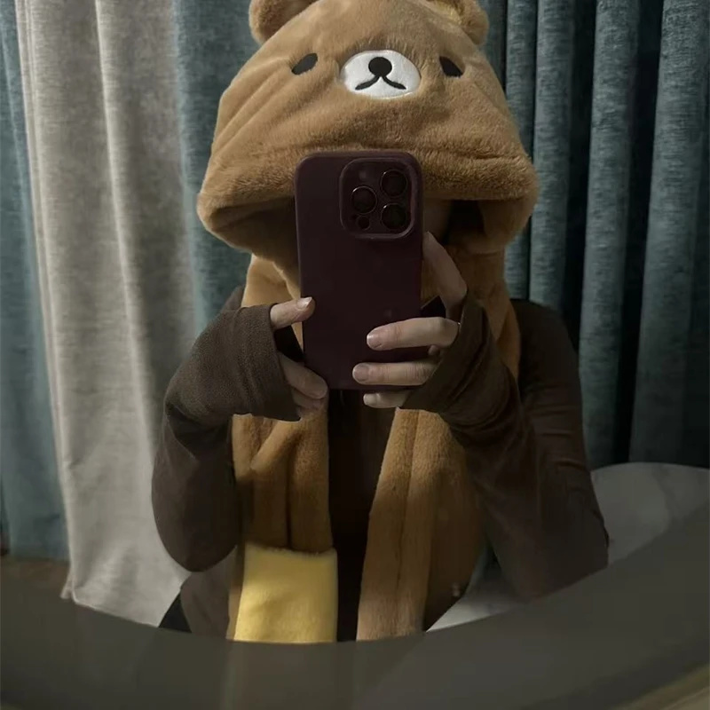 3 In 1 Plush Thick Hooded Hat  - Winter Clothing Accessories 评论和价格