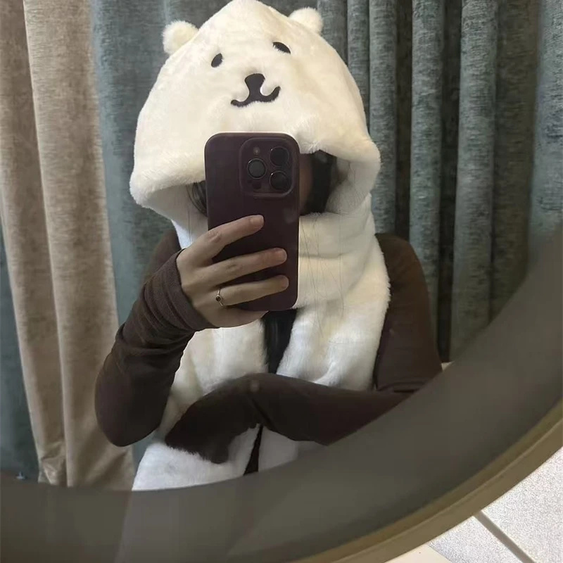 3 In 1 Plush Thick Hooded Hat  - Winter Clothing Accessories 评论和价格