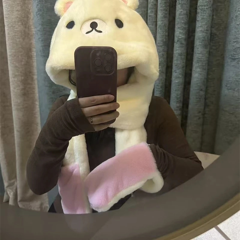 3 In 1 Plush Thick Hooded Hat  - Winter Clothing Accessories 评论和价格