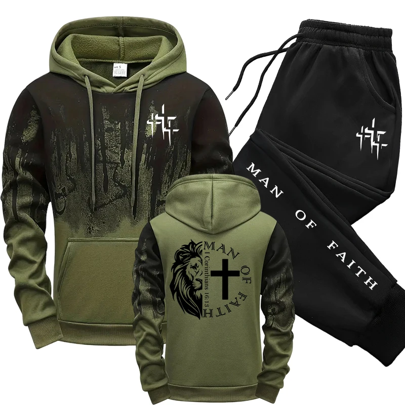 Man of Faith Pattern Men's Set - Winter Clothes 评论和价格