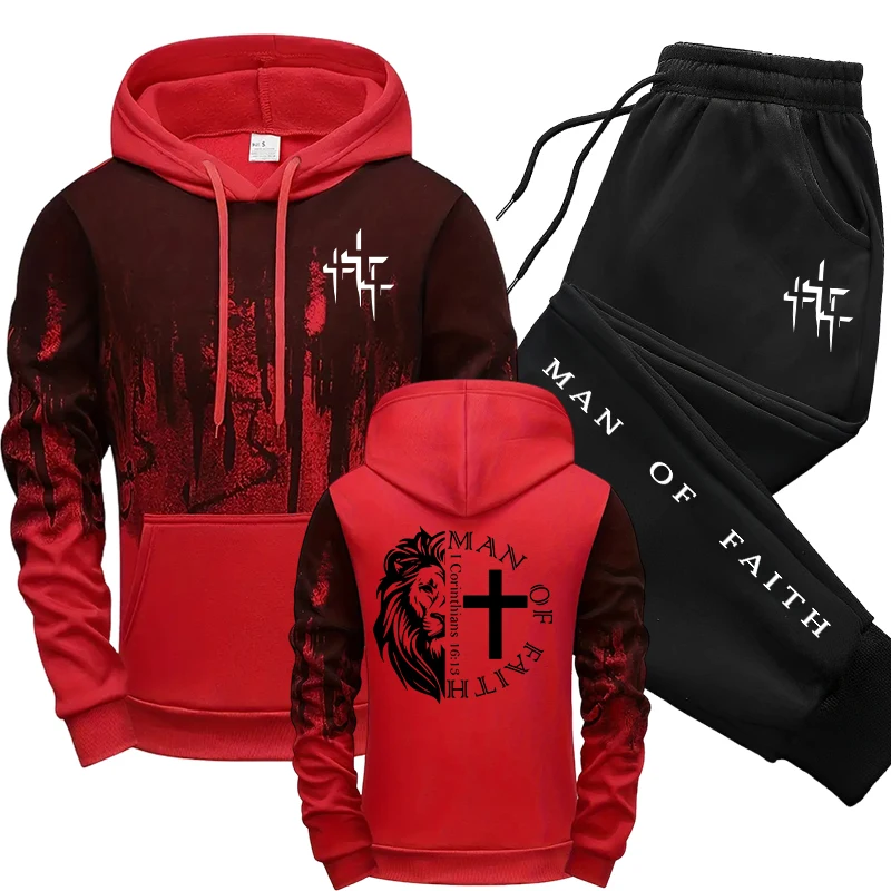 Man of Faith Pattern Men's Set - Winter Clothes 评论和价格
